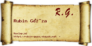 Rubin Géza névjegykártya